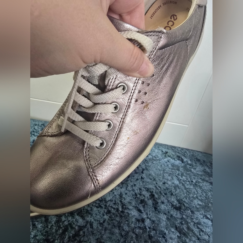 ECCO Womens Metallic  Leather Sneakers Shoes Size 10\41 - Picture 12 of 13